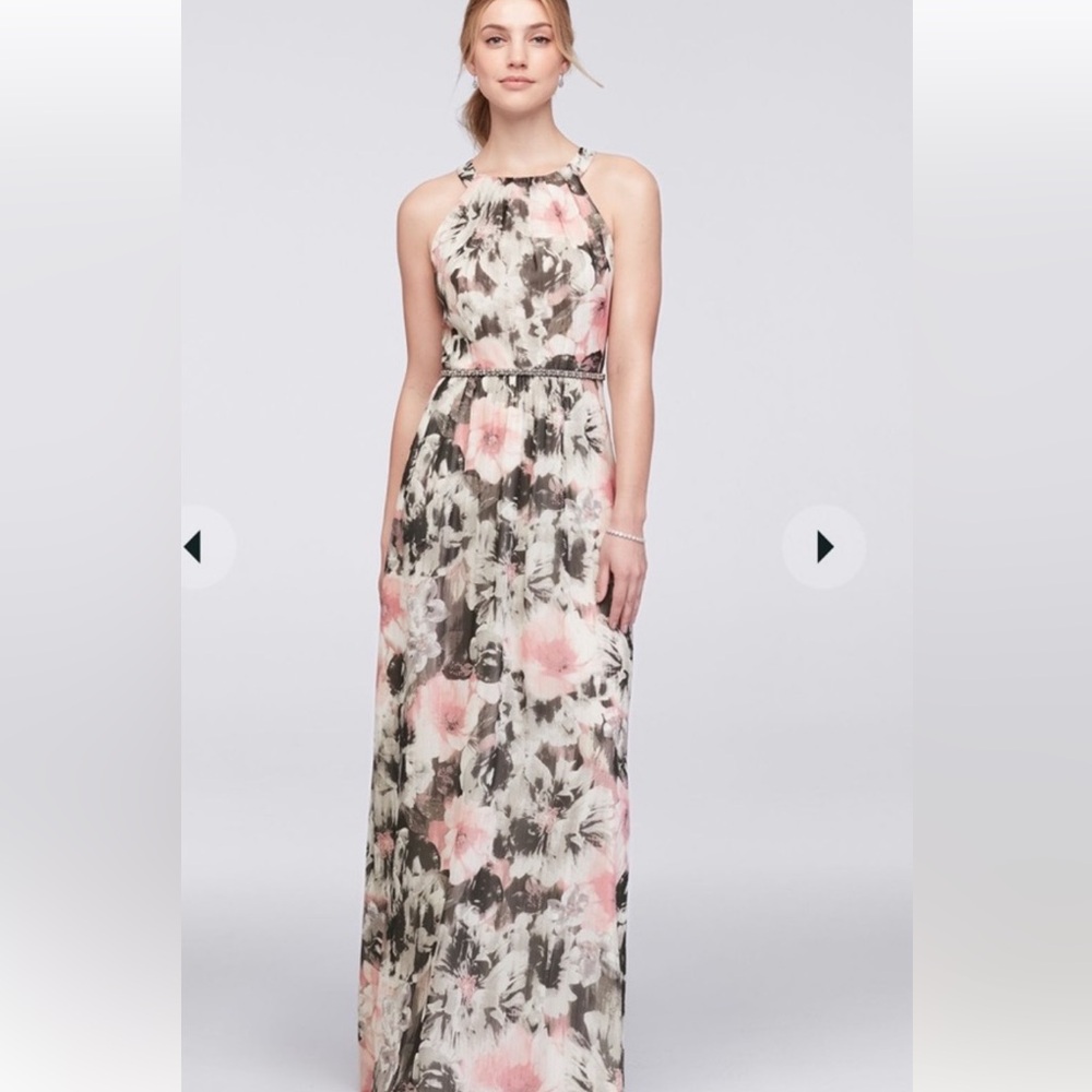 SLNY Floral Maxi Dress - Black and Pink